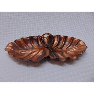 Gregorian Solid Copper Double Leaf Candy Nut Dish -‎ Fall Decor Tray